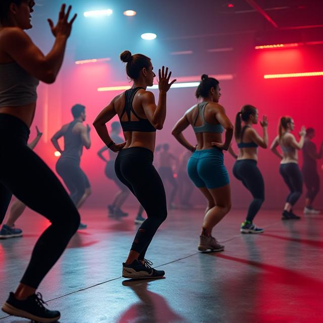 Clase grupal de alta energía de entrenamiento funcional en Madrid